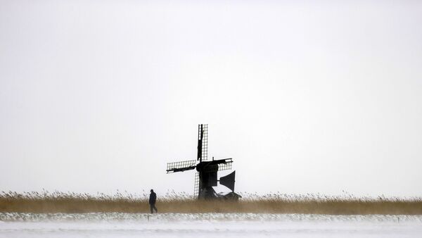 Ветряная мельница в снегу в Хейлоо, Нидерланды - Sputnik Армения