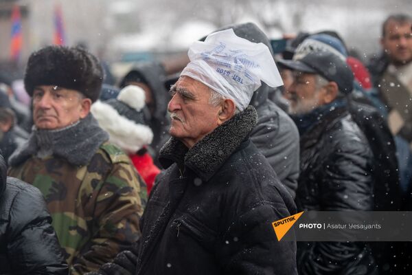 Участник митинга оппозиции на площади Свободы (20 февраля 2021). Еревaн - Sputnik Армения