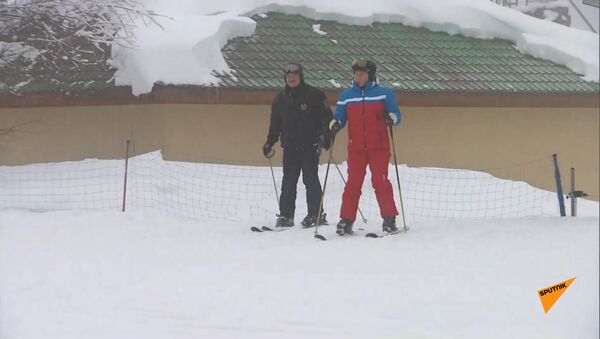 Путин и Лукашенко прокатились на горных лыжах и снегоходах в Сочи - Sputnik Армения