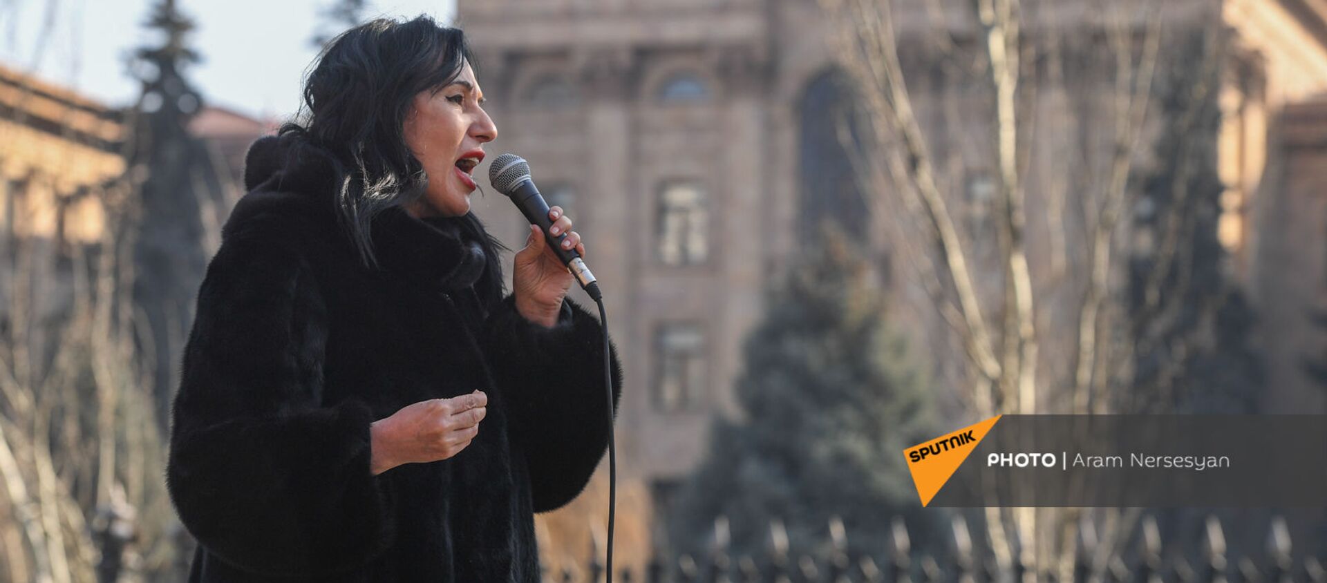 Речь Наиры Зограбян во время митинга оппозиции на проспекте Баграмяна (27 февраля 2021). Еревaн - Sputnik Армения, 1920, 07.03.2021