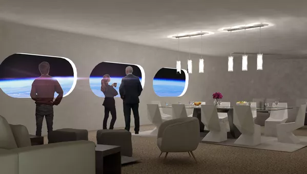 Гостиная в номере Luxury Villa в космическом отеле Voyager Station Гостиная в номере Luxury Villa в космическом отеле Voyager Station - Sputnik Армения