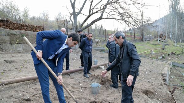 Посадка деревьев в приграничной общине Воротан (3 апреля 2021). Сюник - Sputnik Армения