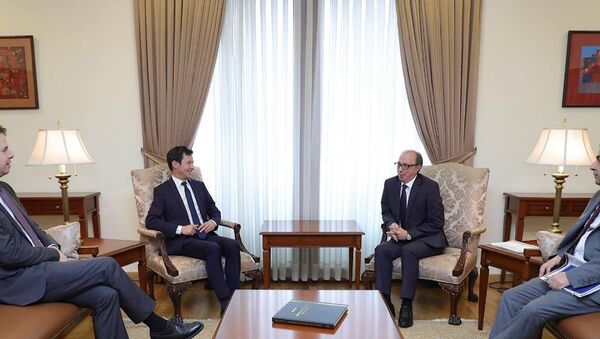 Министр иностранных дел Армении Ара Айвазян встретился с представителем Франции в Европарламенте Франсуа-Кзавие Беламином (5 апреля 2021). Еревaн - Sputnik Армения
