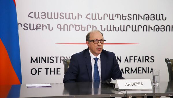 Министр иностранных дел Армении Ара Айвазян выступил с речью на форуме ОБСЕ (21 апреля 2021). Еревaн - Sputnik Արմենիա