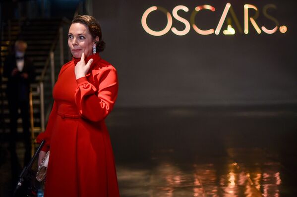 Актриса Оливия Колман во время видеострансляции 93-й церемонии вручения Оскар в Лондоне  - Sputnik Армения