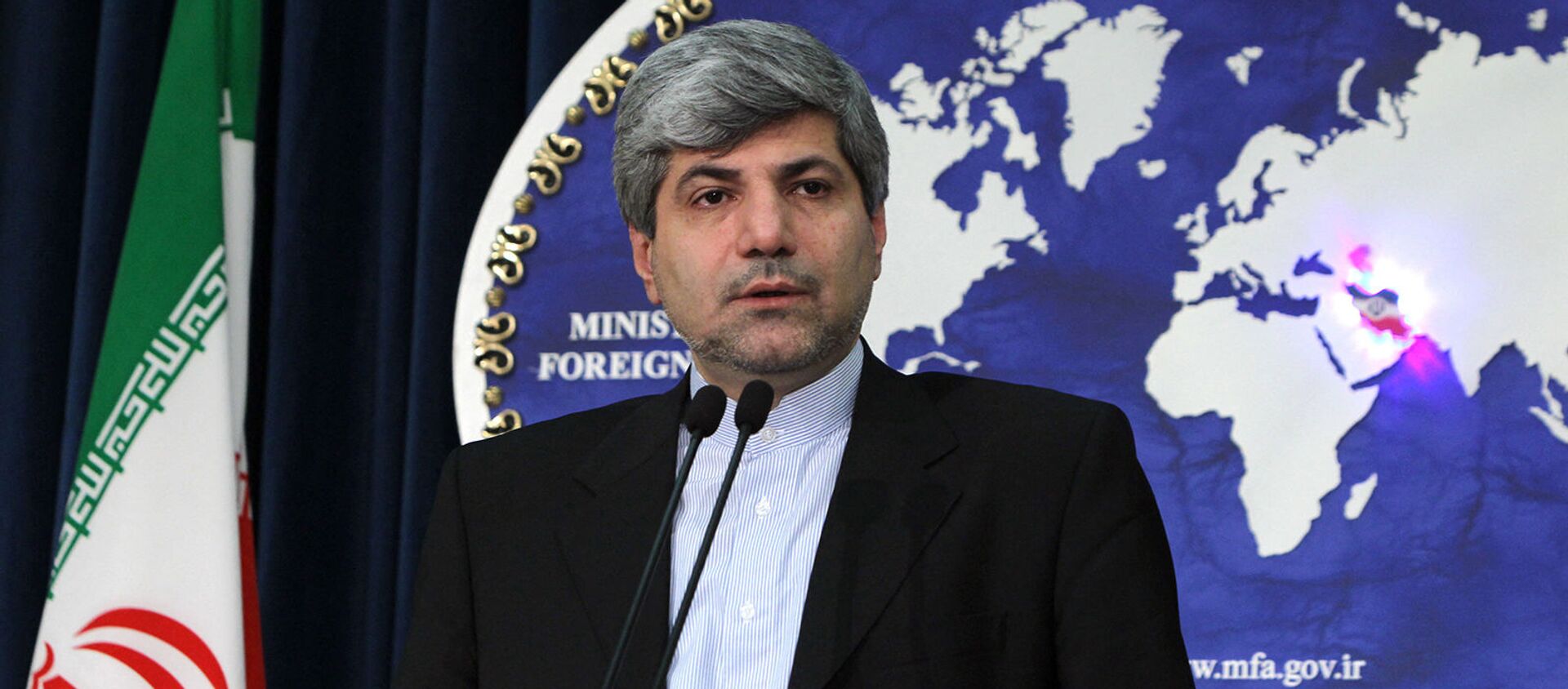 Представитель МИД Ирана Рамин Мехманпараст выступает на пресс-конференции (28 декабря 2010). Тегеран - Sputnik Армения, 1920, 12.05.2021