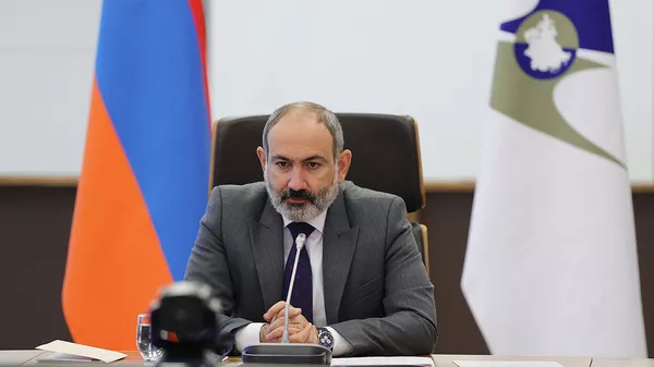 И.о. премьер-министра Никол Пашинян на заседании Высшего Евразийского экономического совета в режиме видеоконференции (21 мая 2021). Еревaн - Sputnik Армения