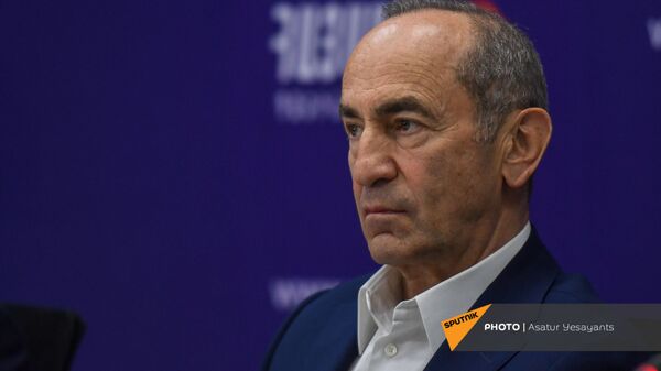 Роберт Кочарян на пресс-конференции лидеров блока Айастан (25 мая 2021). Еревaн - Sputnik Армения