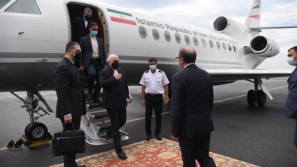 И.о. министра иностранных дел Ара Айвазян встречает министра иностранных дел Ирана Джавада Зарифа в международном аэропорту “Звартноц” 26 мая 2021 года - Sputnik Армения