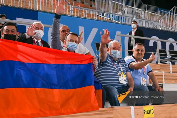 Президент Армен Саркисян на выступлении Артура Давтяна на Олимпийских играх в Токио - Sputnik Армения