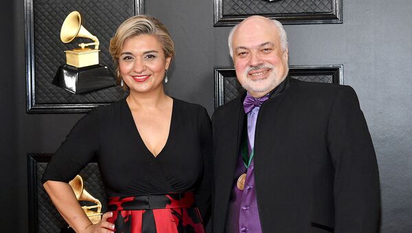 Изабель Байракдарян и Константин Орбелян на 62-й ежегодной премии ГРЭММИ (26 января 2020). Лос-Анджелес - Sputnik Армения