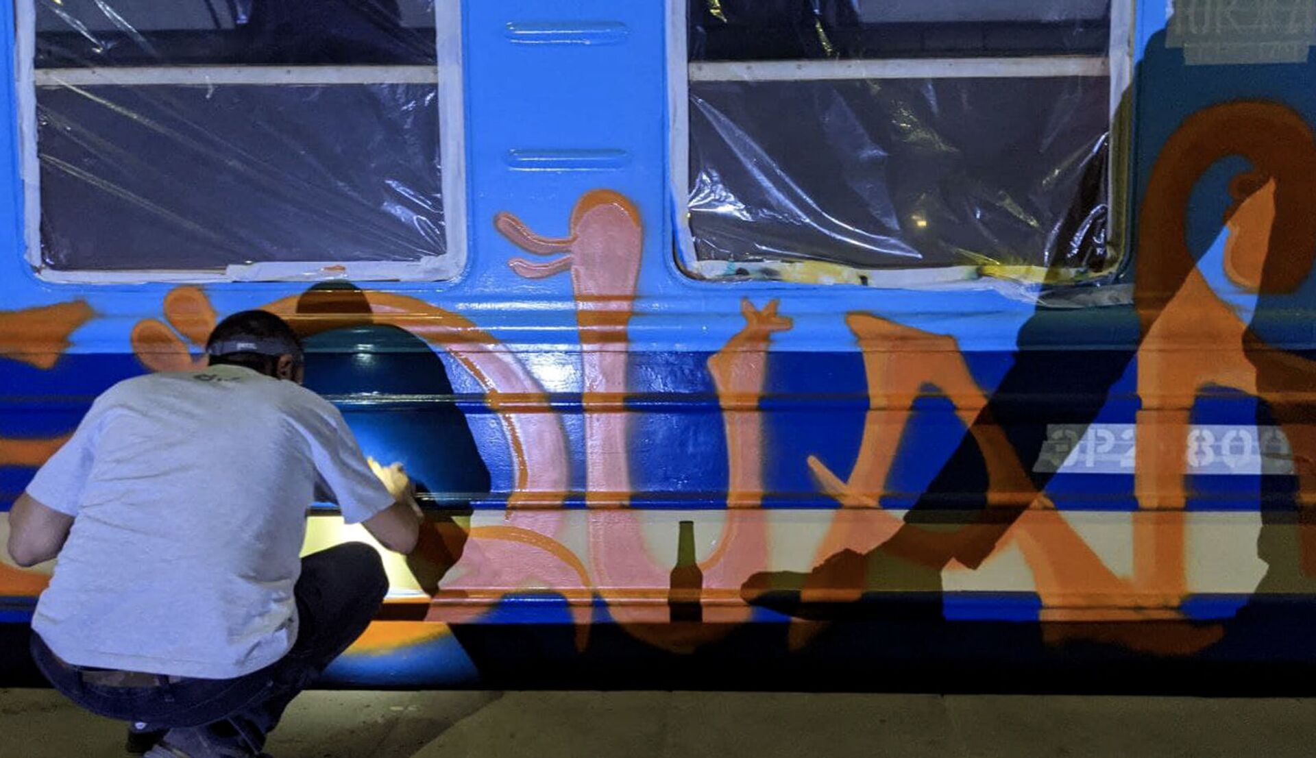 Вагон ЮКЖД, разрисованный в рамках фестиваля Gurban в Гюмри иностранными художниками - Sputnik Արմենիա, 1920, 14.09.2021