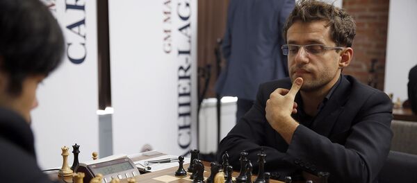 Левон Аронян во время 1-го тура 4-го турнира Большого шлема по шахматам в парке Ибирапуэра в Сан-Паулу - Sputnik Армения