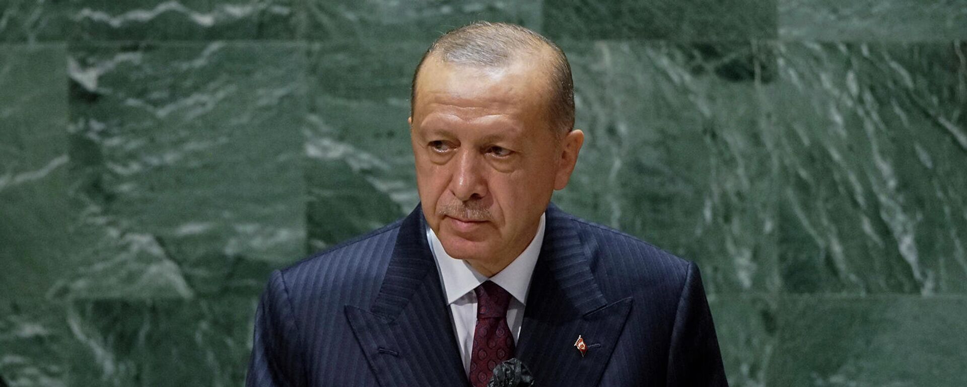 Президент Турции Реджеп Тайип Эрдоган на 76-й сессии Генеральной Ассамблеи ООН (21 сентября 2021). Нью-Йорк - Sputnik Армения, 1920, 19.10.2021
