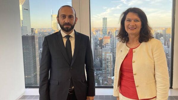 Министр иностранных дел Армении Арарат Мирзоян встретился с главой МИД Швеции Анн Линде (25 сентября 2021). Нью-Йорк - Sputnik Армения