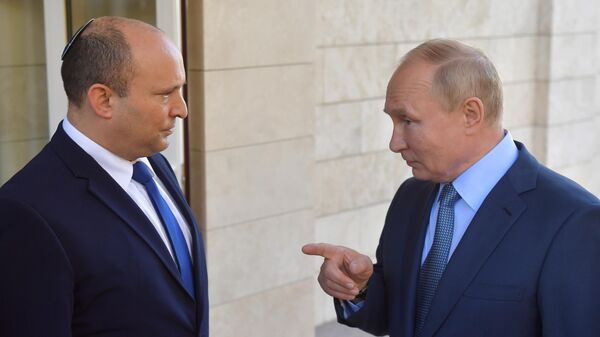 Президент РФ Владимир Путин и премьер-министр Израиля Нафтали Беннет во время встречи (22 октября 2021). Сочи - Sputnik Армения