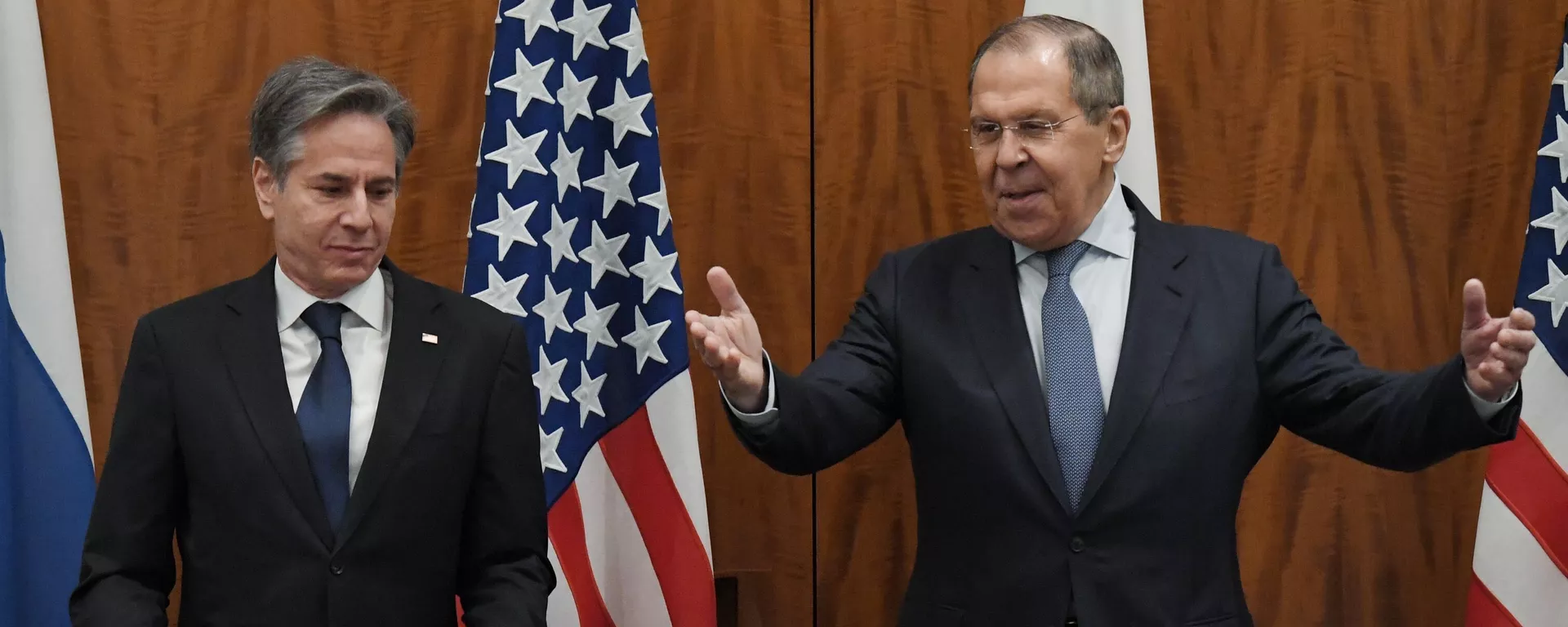 Встреча главы МИД России Сергея Лаврова с госсекретарем США Энтони Блинкеном (21 января 2022). Женева - Sputnik Армения, 1920, 21.01.2022