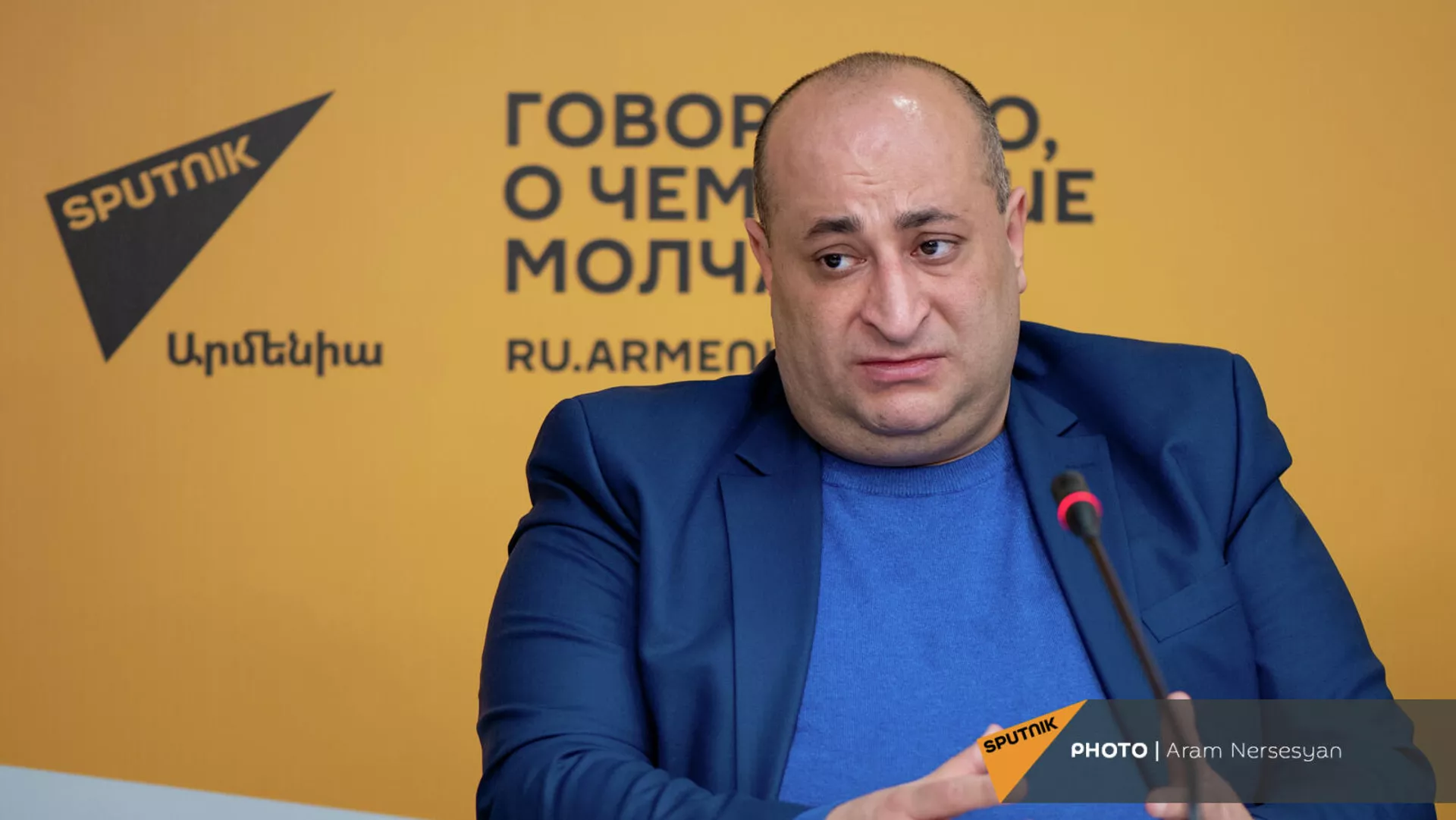 Президент армянской федерации тайского бокса (муай тай) Артак Брутян на пресс-конференции (2 февраля 2022). Еревaн - Sputnik Армения, 1920, 02.02.2022