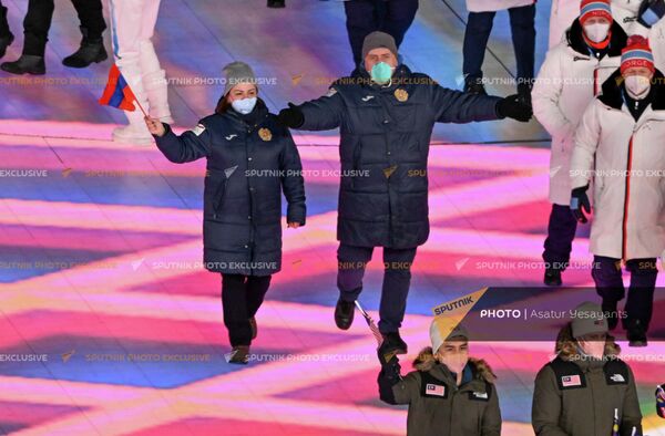 Հայկական պատվիրակությունը՝ ձմեռային Օլիմպիական խաղերի փակման պաշտոնական արարողության ժամանակ - Sputnik Արմենիա