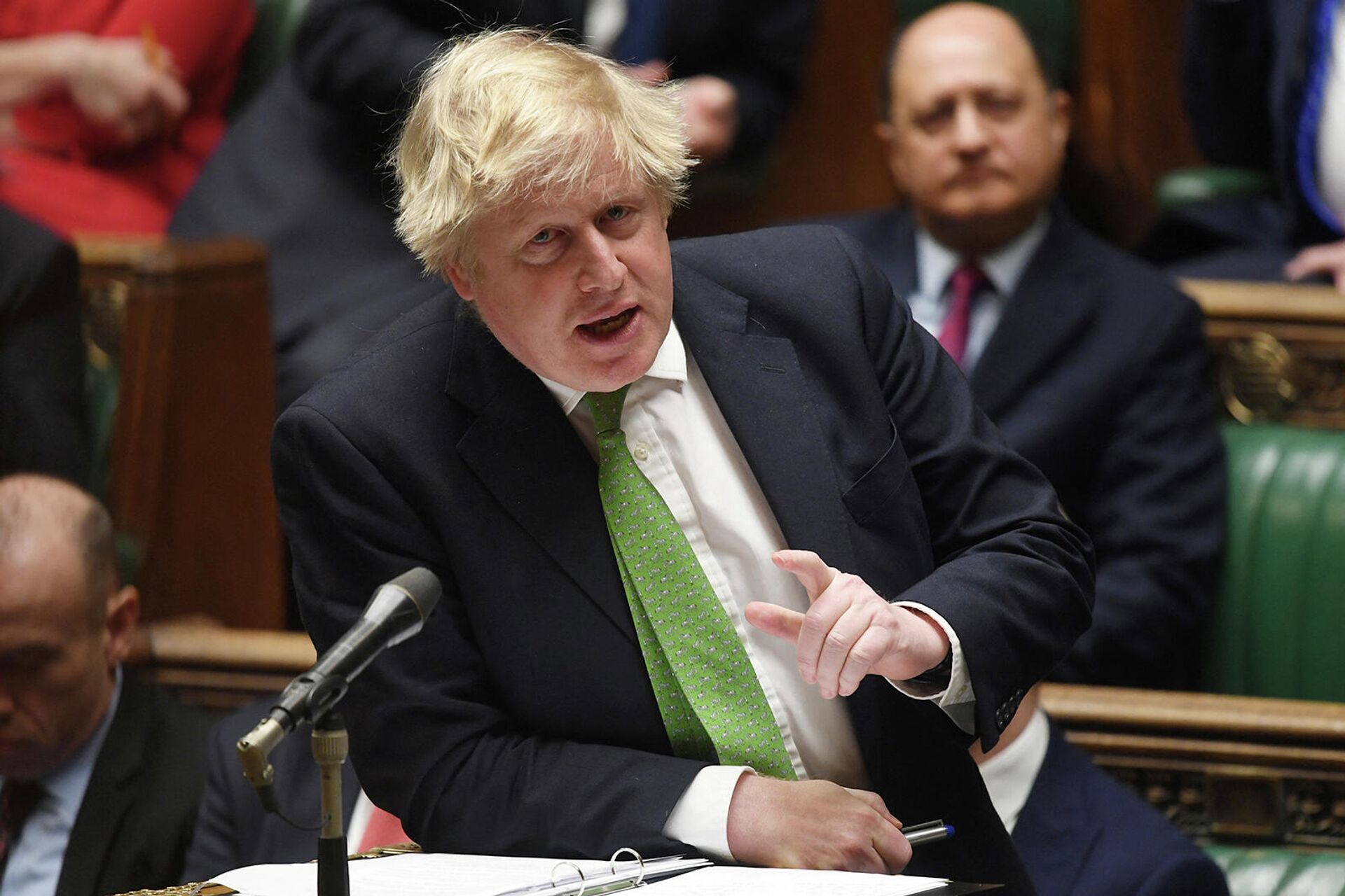 Премьер-министр Великобритании Борис Джонсон делает заявление о ситуации в Украине в Палате общин (22 февраля 2022). Лондон - Sputnik Армения, 1920, 25.02.2022