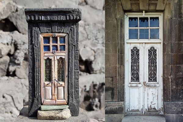Сувенирные копии старых дверей Гюмри, созданные художником, график-дизайнером Ашотом Акобяном - Sputnik Армения