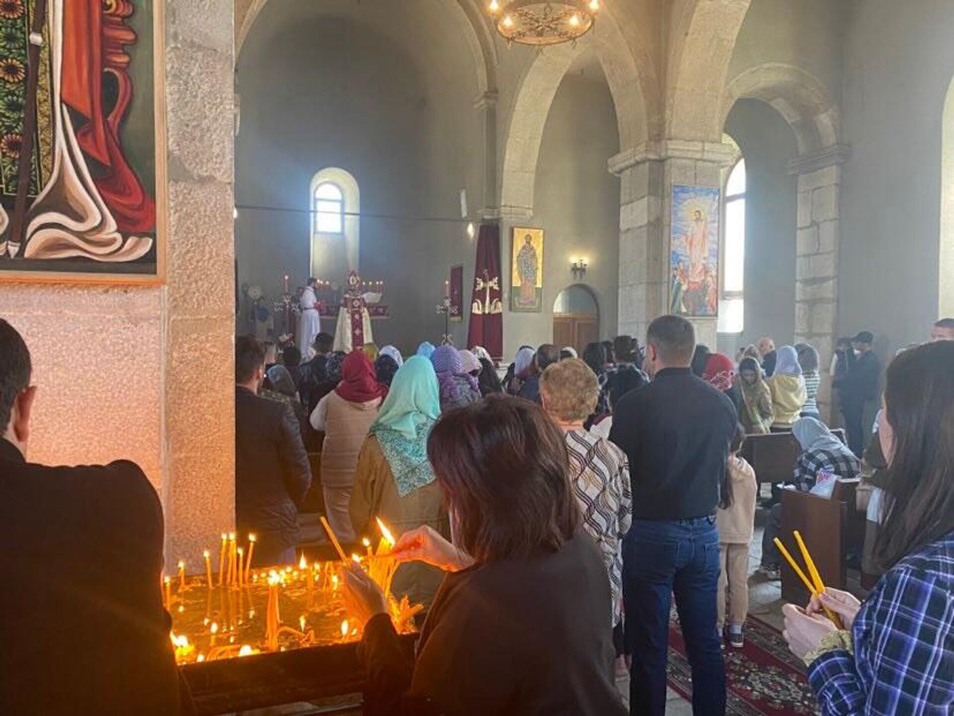 В День Святой Пасхи в монастыре Амарас была отслужена литургия (17 апреля 2022). Нагорный Карабах - Sputnik Армения, 1920, 17.04.2022