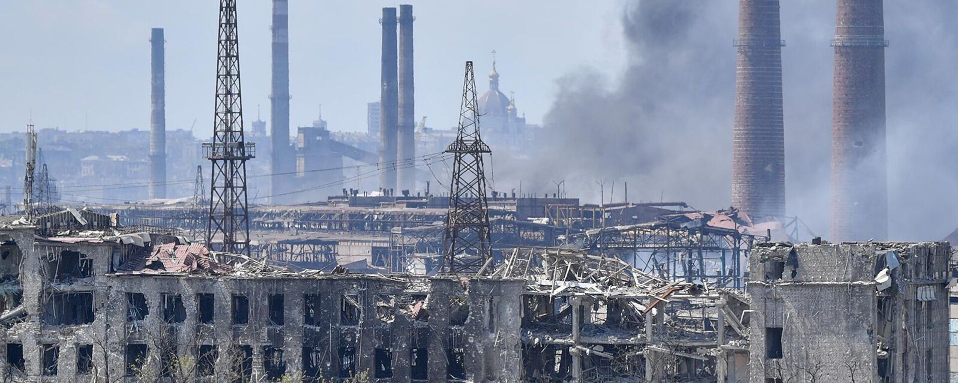 Разрушенные здания на территории металлургического комбината Азовсталь (3 мая 2022). Мариуполь - Sputnik Армения, 1920, 13.05.2022