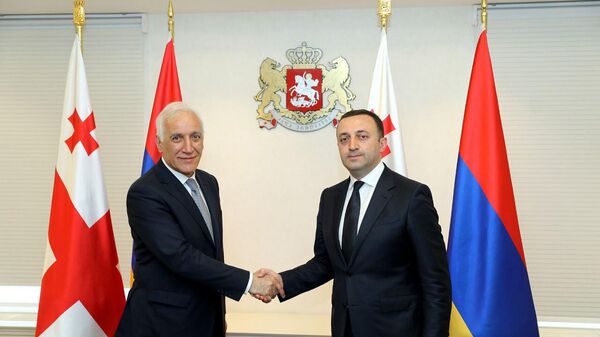 Президент Армении Ваагн Хачатурян встретился с премьер-министром Грузии Ираклием Гарибашвили (31 мая 2022). Тбилиси - Sputnik Армения