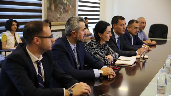 В Министерстве ОНКС состоялась рабочая встреча с делегацией во главе с министром ОНКС Арцаха Анаит Акопян (2 июня 2022). Еревaн - Sputnik Армения