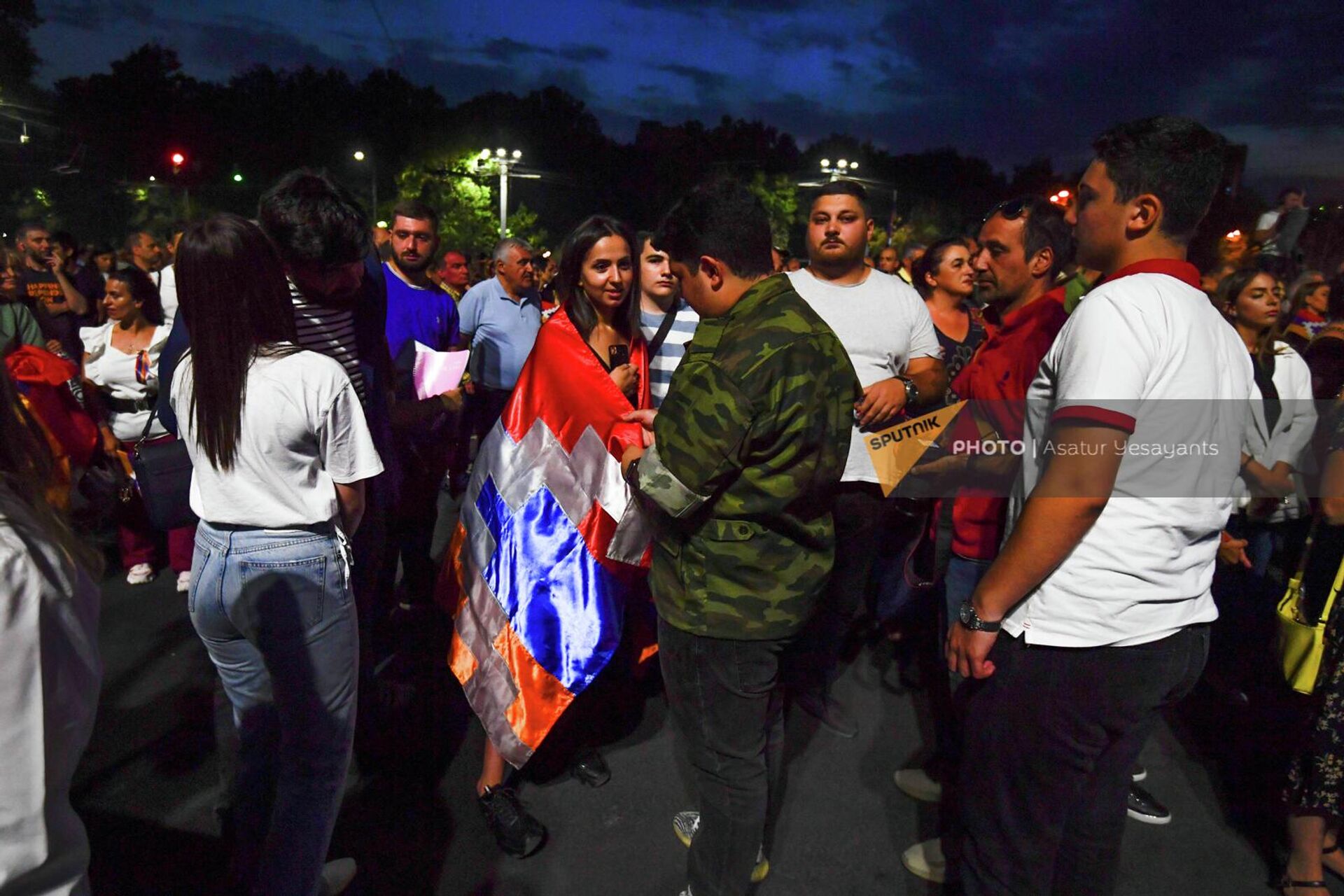 Участники митинга движения Сопротивление на площади Франции (2 сентября 2022). Еревaн - Sputnik Армения, 1920, 02.09.2022