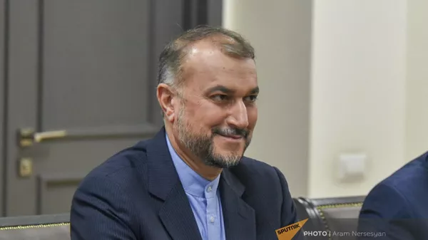 Главы МИД Армении и Ирана Арарат Мирзоян и Хосейн Амир Абдоллахиан проводят брифинг (20 октября 2022). Еревaн - Sputnik Армения