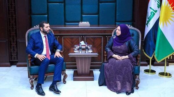 Депутат Национального собрания РА Рустам Бакоян встретился со спикером парламента Иракского Курдистана Ревазом Фаиком (25 октября 2022). Эрбил - Sputnik Армения