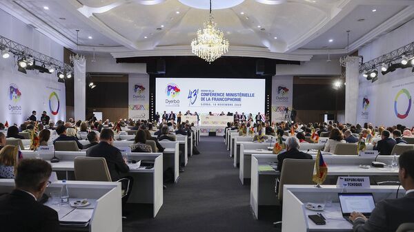 Министр иностранных дел Армении Арарат Мирзоян во время 43-й сессии министерской конференции Франкофонии (18 ноября 2022). - Sputnik Армения