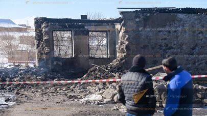 Сгоревшая воинская часть в селе Азат. где погибли 15 солдат (19 января 2023). Гегаркуник