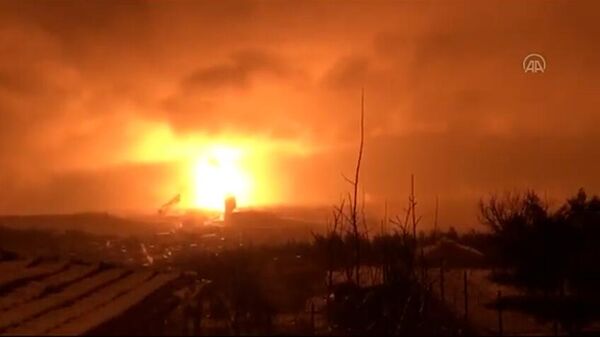  Кадры пожара, который произошел после взрыва на газопроводе в турецкой провинции Хатай - Sputnik Армения