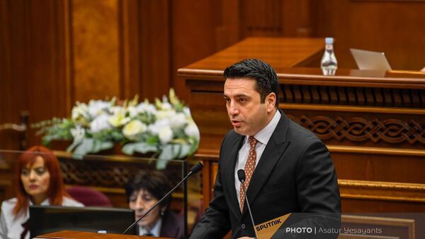 Председатель НС Ален Симонян на очередном заседании НС Армении (7 февраля 2023). Ереван - Sputnik Армения