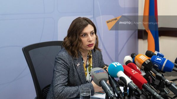 Министр здравоохранения Анаит Аванесян во время пресс-конференции (15 февраля 2023). Еревaн - Sputnik Армения