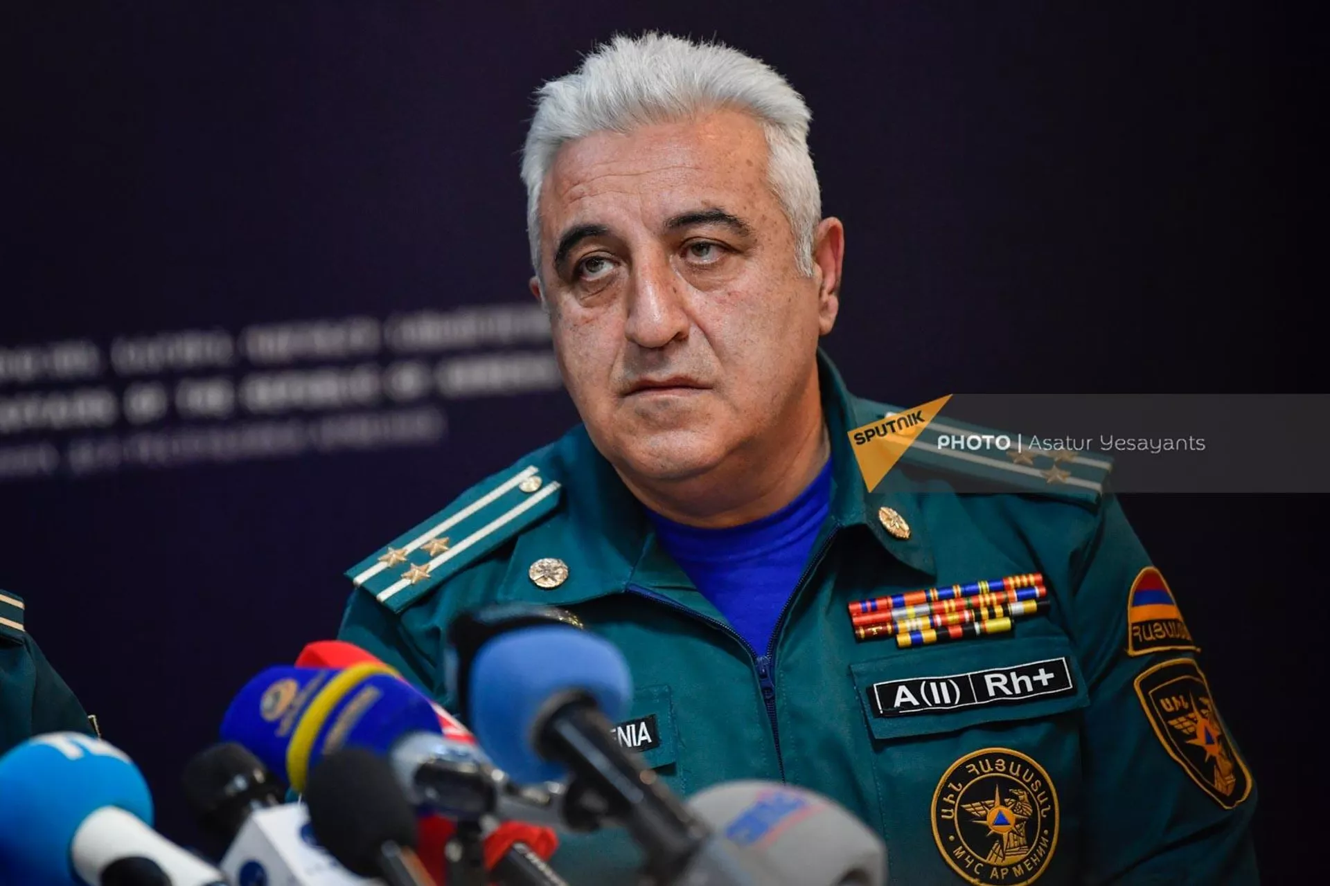 Руководитель международной спасательной команды РА, полковник Армен Геворгян на пресс-конференции завершивших свою миссию в Турции и Сирии сотрудников спасательной службы (20 февраля 2023). Еревaн - Sputnik Армения, 1920, 20.02.2023