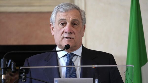 Министр иностранных дел Италии Антонио Таяни во время пресс-конференции (9 февраля 2023). Рим - Sputnik Армения