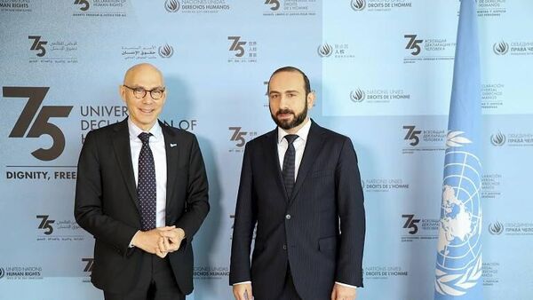 Министр иностранных дел Армении Арарат Мирзоян встретился с верховным комиссаром ООН по правам человека Фолкером Тюрком (27 февраля 2023). Женева - Sputnik Армения
