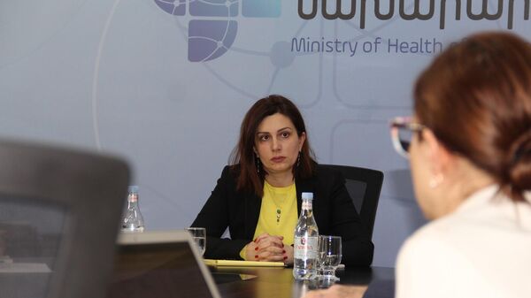 Совещание под руководством министра здравоохранения Анаит Аванесян, в ходе которого был обсужден план мероприятий по противодействию кори (4 марта 2023). Еревaн - Sputnik Армения