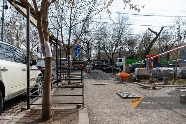 НКО Озеленение и охрана окружающей среды вырубает деревья на улице Московян - Sputnik Армения