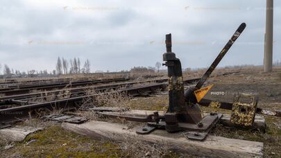 Ручной стрелочный перевод железной дороги близ станции "Ахурян-2"