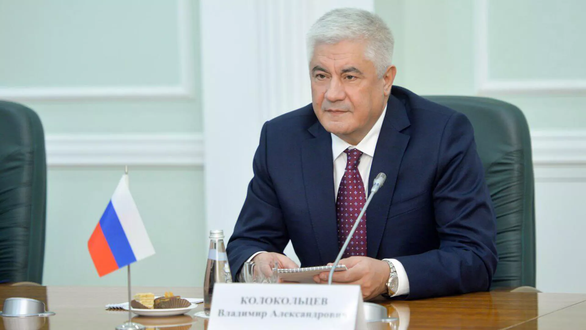 Министр внутренних дел России Владимир Колокольцев на встрече с армянским коллегой (3 апреля 2023). Москвa