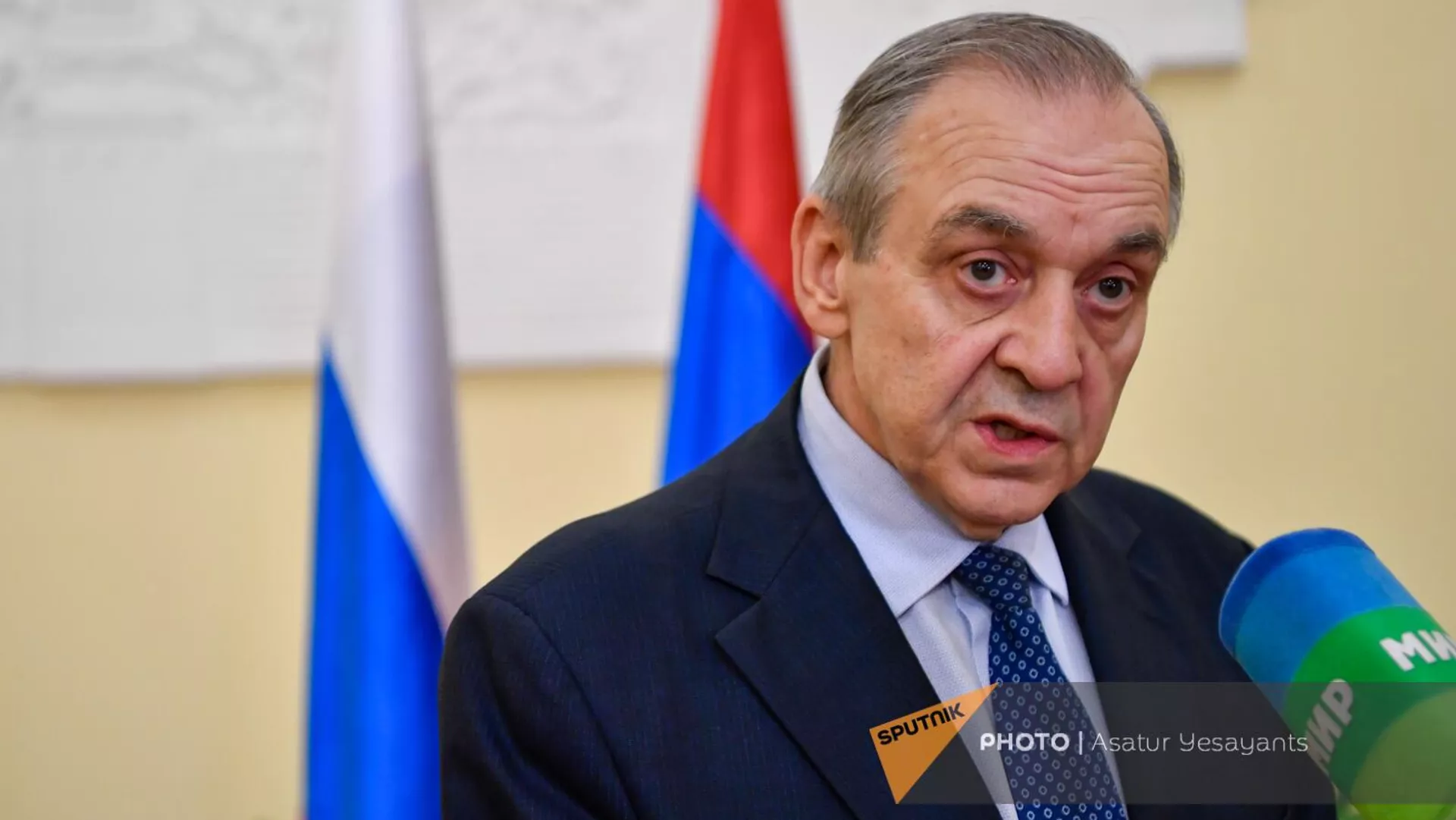 Вице-премьер Республики Крым - постоянный представитель Республики Крым при президенте РФ Георгий Мурадов во время пресс-конференции (4 апреля 2023). Еревaн - Sputnik Армения, 1920, 04.04.2023