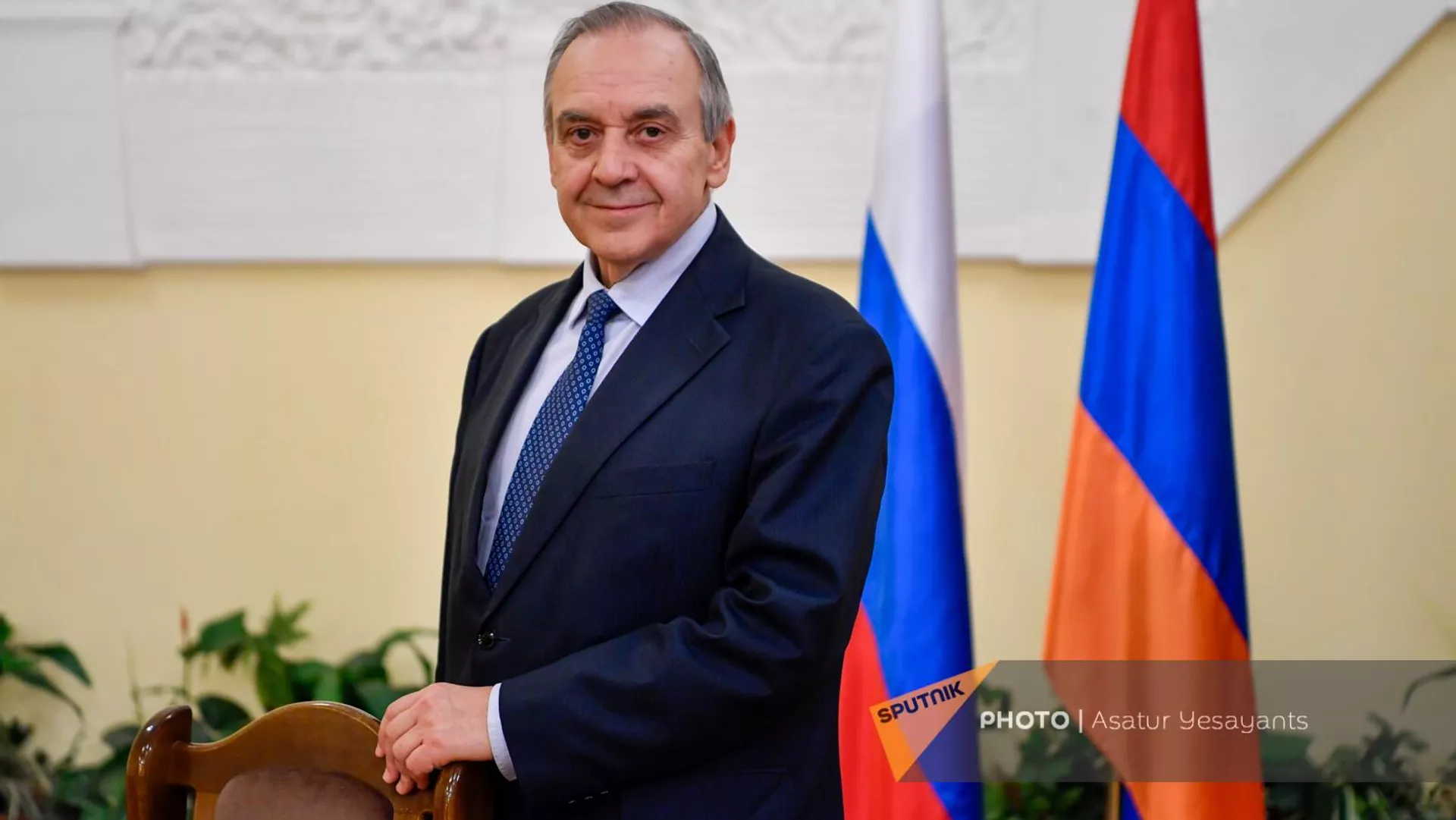 Вице-премьер Республики Крым - постоянный представитель Республики Крым при президенте РФ Георгий Мурадов во время пресс-конференции (4 апреля 2023). Еревaн - Sputnik Армения, 1920, 04.04.2023