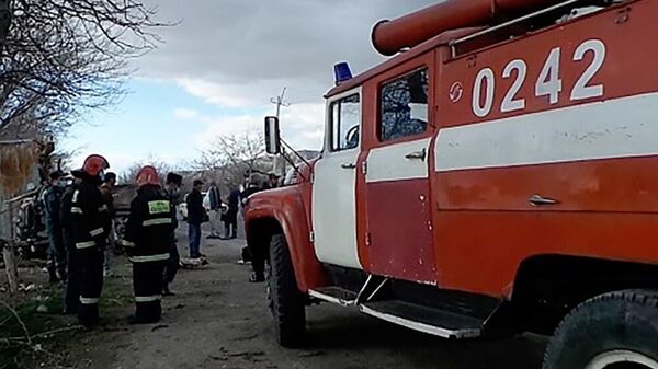 Пожарная машина на месте ДТП на трассе Горхайк - Цгук (13 апреля 2023). Сюник - Sputnik Армения