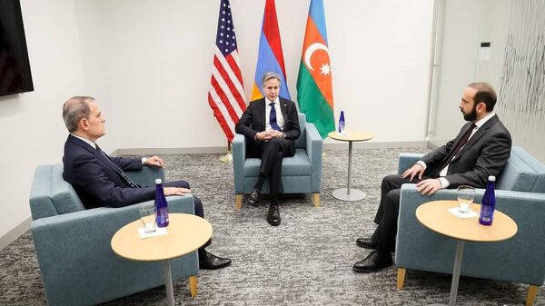 Трехсторонняя встреча глав МИД Армении и Азербайджана и госсекретаря США (4 мая 2023). Вашингтон - Sputnik Армения