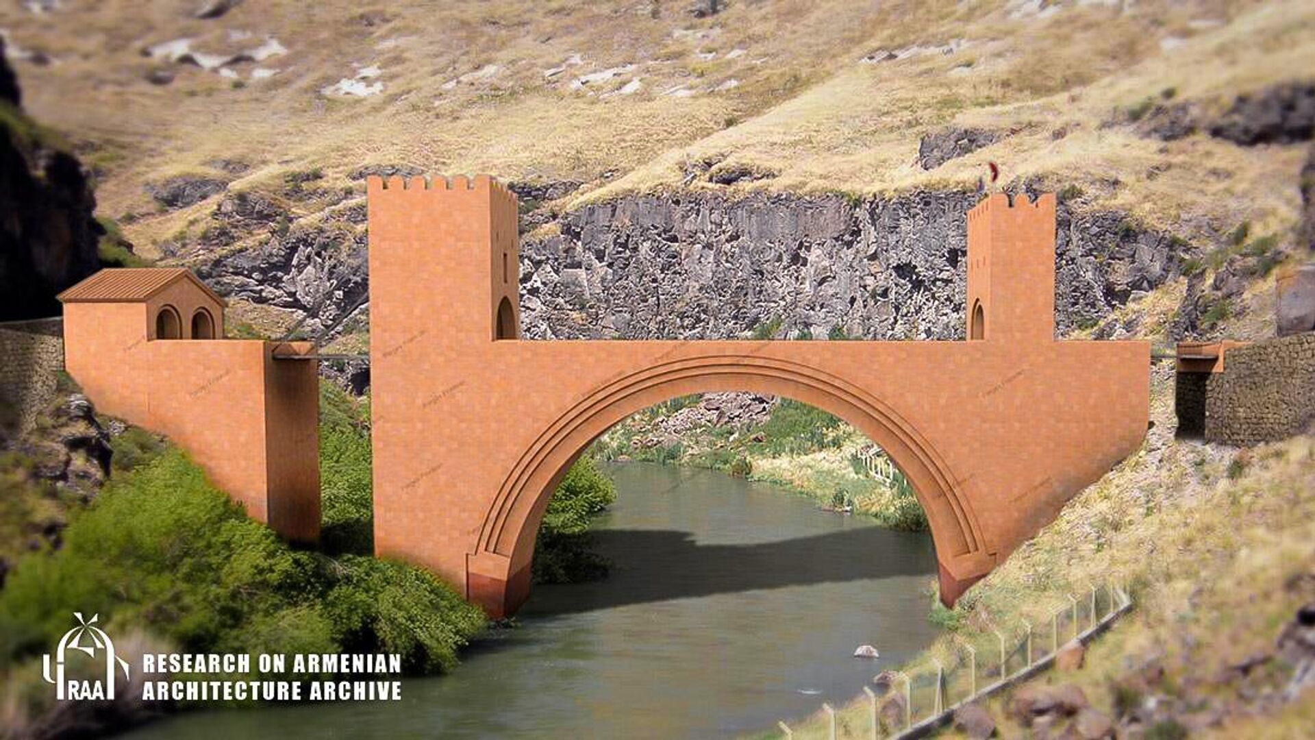 Эскиз Анийского моста, подготовленный Фондом изучения армянской архитектуры - Sputnik Армения, 1920, 10.05.2023