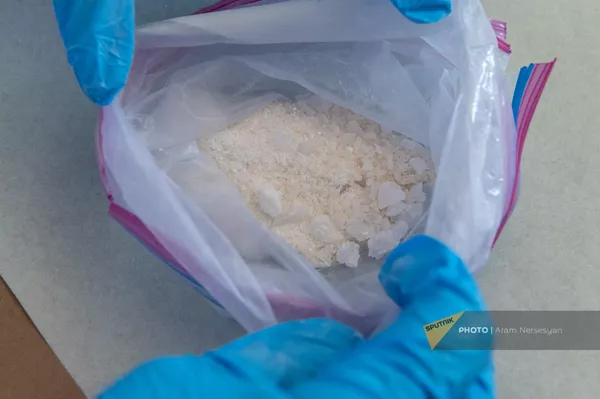Сотрудница отдела материаловедческих экспертиз Национального бюро экспертиз показывает наркотики Кристалл Сотрудница отдела материаловедческих экспертиз Национального бюро экспертиз показывает наркотики Кристалл - Sputnik Армения